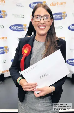  ??  ?? Laura Pidcock was elected North West Durham MP