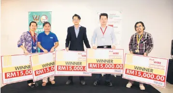  ??  ?? (From left) Imang, Bragie, Haaziq, Chieng and Amir are the five winners receiving grants from the Shell Malaysia LiveWIRE programme.
