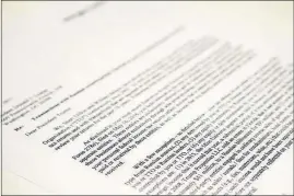  ?? [ASSOCIATED PRESS] ?? A copy of a letter to President Donald Trump from the law firm of Morgan, Lewis &amp; Bockius LLP. The lawyers said that a review of Trump’s last 10 years of tax returns do not reflect “any income of any type from Russian sources,” with some exceptions. Their conclusion­s could not be verified.