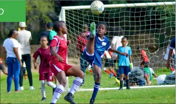  ?? ?? High flying... KFA locked horns with MH Greef in the U/11 group B, which saw them win 4-1 at the Jan Möhr Football Field on Friday.