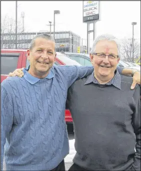  ??  ?? Ken Atkinson, left and Barry Whidden of Pye Chevrolet Buick GMC, have been friends for 45 years.