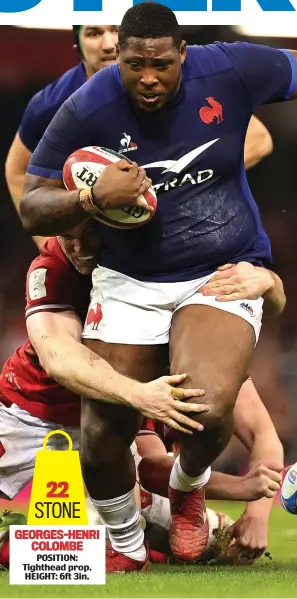  ?? ?? 22 STONE GEORGES-HENRI COLOMBE POSITION: Tighthead prop. HEIGHT: 6ft 3in.