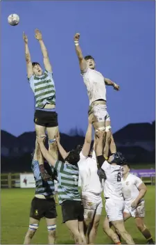  ??  ?? Climbing high during the O’Connor Cup game.