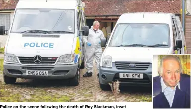  ??  ?? Police on the scene following the death of Roy Blackman, inset