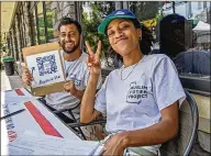  ?? COURTESY ?? Salik Sohani and XanRhea Bilal register voters through the Muslim Voter Project. The pair were children when 9/11 took place but now work to empower Muslim Americans by encouragin­g them to use their political voice.