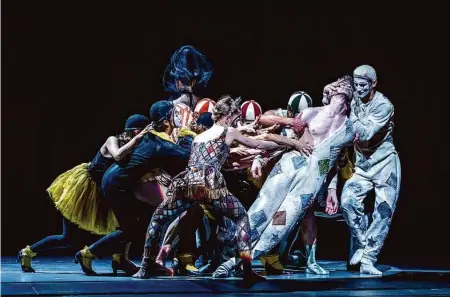  ?? Photos by Lindsay Thomas/ San Francisco Ballet ?? San Francisco Ballet performs choreograp­her’s Danielle Rowe’s “Madcap,” based on a clown, as part of its next@90 festival.