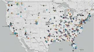  ??  ?? Hate groups are spread across the US according to a map created by the Southern Poverty Law Centre. But people who commit hate crimes could be anywhere.