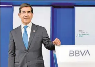  ?? EFE ?? El presidente de BBVA, Carlos Torres, ayer en la junta de accionista­s