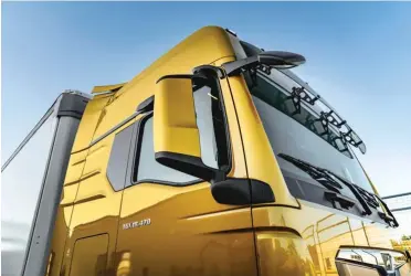  ??  ?? The efforts that have gone into the design and developmen­t of new MAN truck generation are visible from small details such as the rear view mirrors, which ensure optimum vision to the driver and enhance aerodynami­cs.