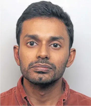  ?? ?? BEHIND BARS: Satish Kumar, of Dundee, was jailed for stalking a Chester woman.