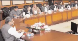  ?? ISLAMABAD
-APP ?? Prime Minister Shahid Khaqan Abbasi meets a delegation of FATA Youth Jirga at PM Office.