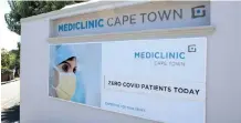  ?? BRENDAN MAGAAR ?? MEDICLINIC reported a 3 percent decline in revenue, hurt by the first half, which was significan­tly impacted by the sudden onset of Covid-19-related lockdown measures. | African News Agency (ANA)