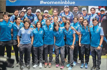  ?? SATISH BATE/HT PHOTO ?? The India women's team during the press conference after arriving in Mumbai on Wednesday.