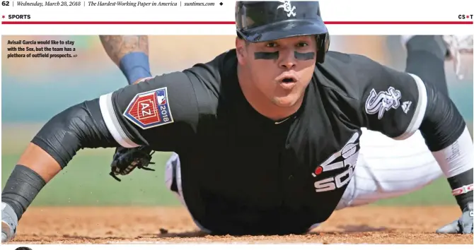  ??  ?? Avisail Garcia would like to stay with the Sox, but the team has a plethora of outfield prospects.