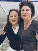  ??  ?? Minnie jetting with close friend Lydia Weiss from Miami