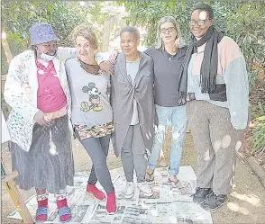  ?? (Courtesy pics) ?? (L-R) Phindile Mamba, Penny Mobsby Luoma, Nonzwakazi Dlamini, Aleta Armstrong and Bulelwa Kunene do group paintings as Inkinga Collective.