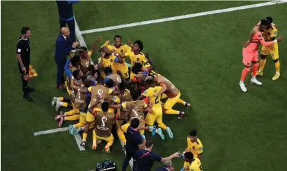  ?? ?? Ecuador players celebrate victory in the opening match of the Qatar World Cup. Photograph: Thanassis Stavrakis/AP