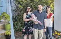  ?? ?? THE FAMILY of Nadine Levyfield, left, baby Lef and Charlie Marshak plan to swap residences with Nadine's mom, Mona Field.