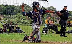  ?? ?? Brunels catcher Sam Stainsby in action against Cardiff Merlins