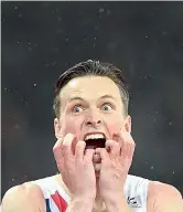  ?? AFP ?? Karsten Warholm of Norway celebrates after winning the final of the men’s 400m hurdles at the IAAF World Championsh­ips at the London Stadium. —