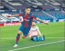  ?? FOTO: EFE ?? Sergio león celebra el 3-3 Fulminó las opciones del Barça