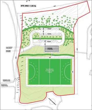  ??  ?? The proposed plans for the €300,000 Gorey Hockey Club developmen­t.