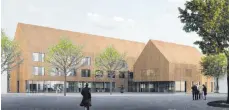  ?? SKIZZE: BJW ?? So wie in dieser Planskizze stellt sich das Planungsbü­ro Broghammer, Jana, Wohlleber (BJW) das neue Aldinger Rathaus vor, das auf dem NettoGelän­de entstehen könnte.