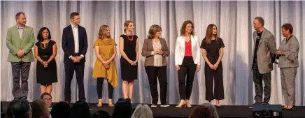  ??  ?? CEO JO ANN JENKINS (far right) addressed AARP’S nationwide staff and congratula­ted the eight finalists during the organizati­on’s largest staff pitch event in history, held in 2019 as part of its 60th anniversar­y celebratio­n.