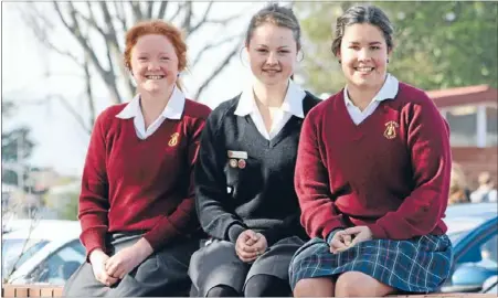  ??  ?? Best in brass: Matamata College students (from left) Ella Hawe, Jessica Schweizer and Bettina Schweizer have been selected for the National Secondary Schools Brass Band.