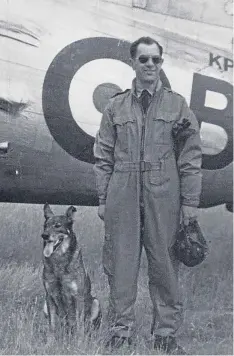  ?? Pictures: Pa/damien Lewis. ?? Veteran Tommy Masters with Antis, left, named after the dog which flew with RAF pilot Robert Bozdech during the Second World War, above.