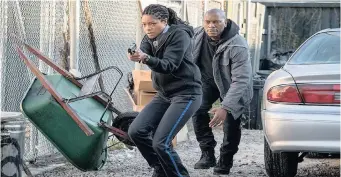  ??  ?? Naomie Harris and Tyrese Gibson in a scene from the action thriller, Black and Blue.