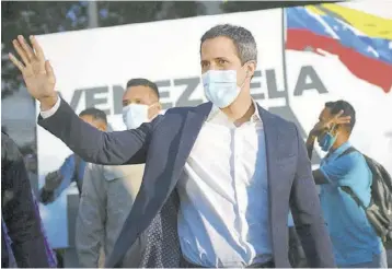  ??  ?? In this November 12, 2020 file photo, Opposition Leader Juan Guaido arrives to the “Venezuela raises its voice” campaign rally in the Terrazas del Avila neighbourh­ood of Caracas, Venezuela. Guaido’s Opposition coalition is boycotting the upcoming December 6 vote.