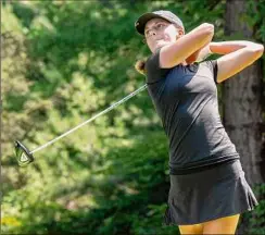  ?? James Franco / Special to the Times Union ?? Kennedy Swedick, 14, of Altamont hits a drive at Pinehaven in Round 2 of the Symetra Tour’s Twin Bridges Championsh­ip.