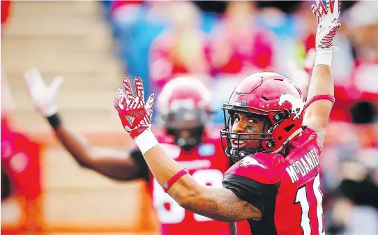  ?? AL CHAREST ?? Marquay McDaniel and the Stampeders have done a lot of celebratin­g this season by being the best club on both sides of the ball and are favoured to win the Grey Cup.