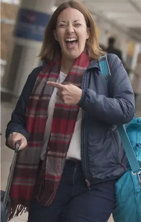  ??  ?? Happy to be home: Kezia Dugdale at Glasgow Airport yesterday