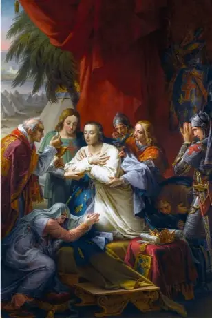  ??  ?? 1270 – La Dernière Communion de Saint Louis à Tunis (1817), de Charles Meynier. En épousant Béatrice de Bourgogne, Robert, le fils de Louis IX, a fondé la maison Bourbon.
