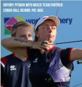  ?? ?? Bryony Pitman with mixed team partner Conor Hall behind. Pic: WAE