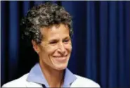  ?? ASSOCIATED PRESS ?? Bill Cosby accuser Andrea Constand smiles as she listens during a news conference after Cosby was found guilty in his sexual assault retrial Thursday in Norristown.