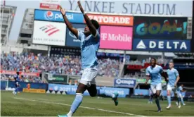  ?? Photograph: Brad Penner/USA Today Sports ?? Chris Gloster celebrates a goal for New York City FC at Yankee Stadium earlier this season.