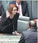  ??  ?? FURY Gillard slammed Abbott’s misogyny in speech that went viral