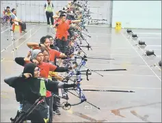  ??  ?? File picture shows competitor­s at the 13th Sarawak Open Indoor Archery Championsh­ip held in SM Catholic High School.