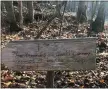  ?? LISA SCHEID— MEDIANEWS GROUP ?? Jean and Jim McCarney’s dream to build a center for children is recorded on a sign on a trail at Rock Hollow Woods Environmen­tal Learning Center in Robeson Township. It is a remnant of a walking timeline on the trail. Most of the timeline was taken down when an Eagle Scout set up tree identifica­tion signs. Jean said, “I guess we left that first one for nostalgic reasons. Jim and I were dating when we dreamt the dream.”