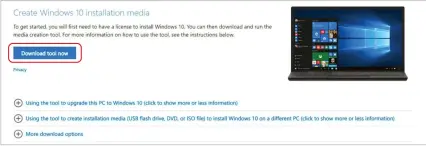  ?? ?? Click this button to download the Windows 10 installati­on media on your computer
