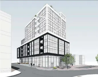  ??  ?? An artist’s impression of a 57-unit rental building planned at 979 Wellington Street West.