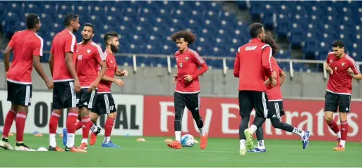  ?? — Supplied photo ?? The UAE players train at the Saitama Stadium on Wednesday.