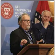  ?? (Arkansas Democrat-Gazette/Staton Breidentha­l) ?? Health Secretary Dr. Jose Romero on Tuesday stressed the importance of getting teenagers vaccinated as coronaviru­s variants spread and noted that in some states, “we’re seeing more cases in children and adolescent­s, and the disease tends to be more severe than it had been for the original strain.”