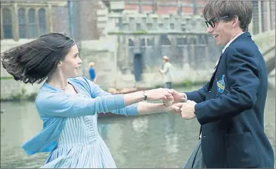  ??  ?? STRONG CONTENDERS: Eddie Redmayne and Felicity Jones are both nominated for Academy Awards for The Theory of Everything.