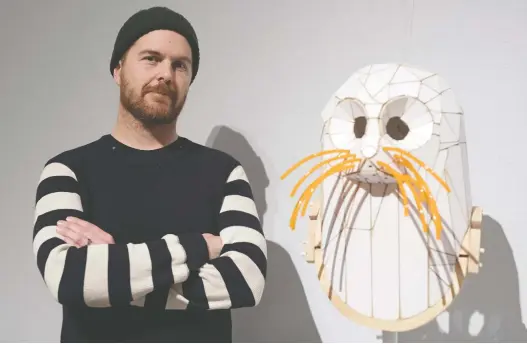  ?? PHOTOS: TROY FLEECE ?? Saskatoon-area artist Todd Gronsdahl, shown with one of his sculptures, has created an imagined history of Saskatchew­an’s marine exploratio­n.