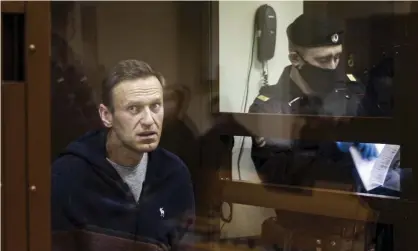  ?? Photograph: AP ?? Russian opposition leader Alexei Navalny during a hearing on defamation charges in Moscow, February 2021.