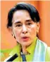  ??  ?? Aung Sang Suu Kyi: Going to the Hague as state counsellor